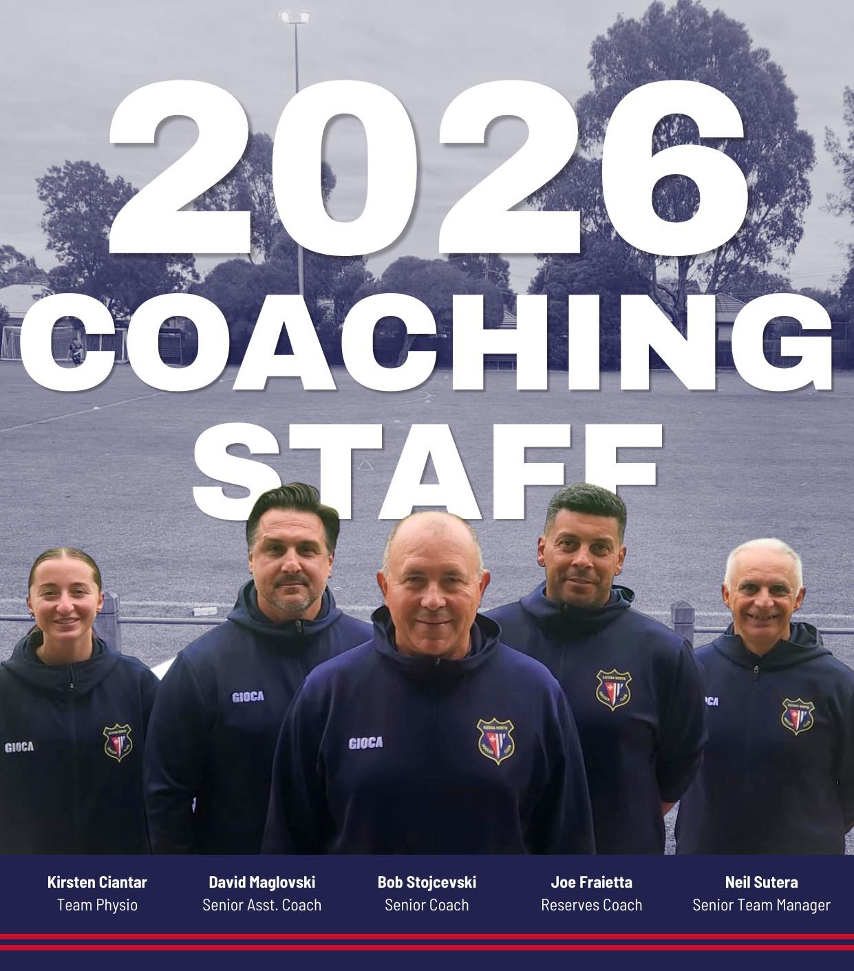 Altona North SC 2026 coaching staff group photograph